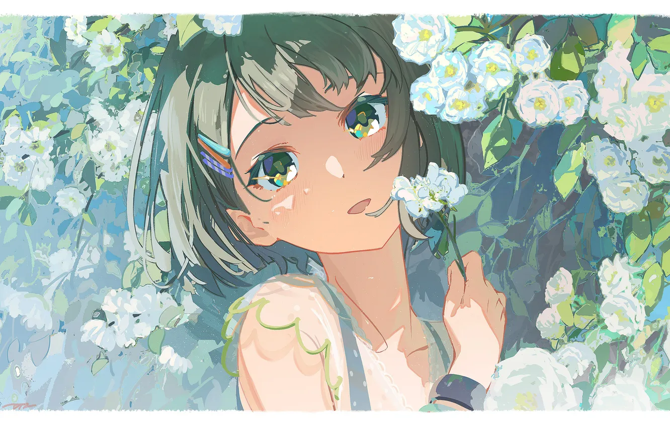 Photo wallpaper girl, flowers, The iDOLM@STER Shiny Colors, Nichika Nanakusa