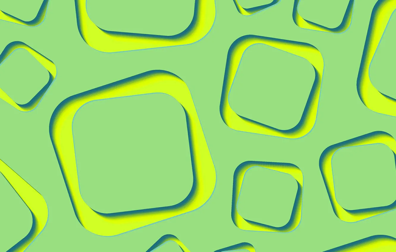 Photo wallpaper abstraction, green, wallpaper, yellow, lime, shapes, abstract 3D