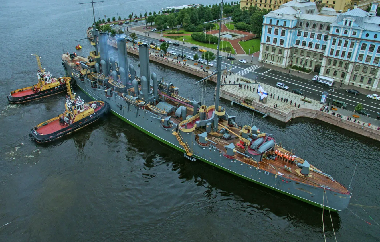 Photo wallpaper Aurora, mooring, cruiser museum