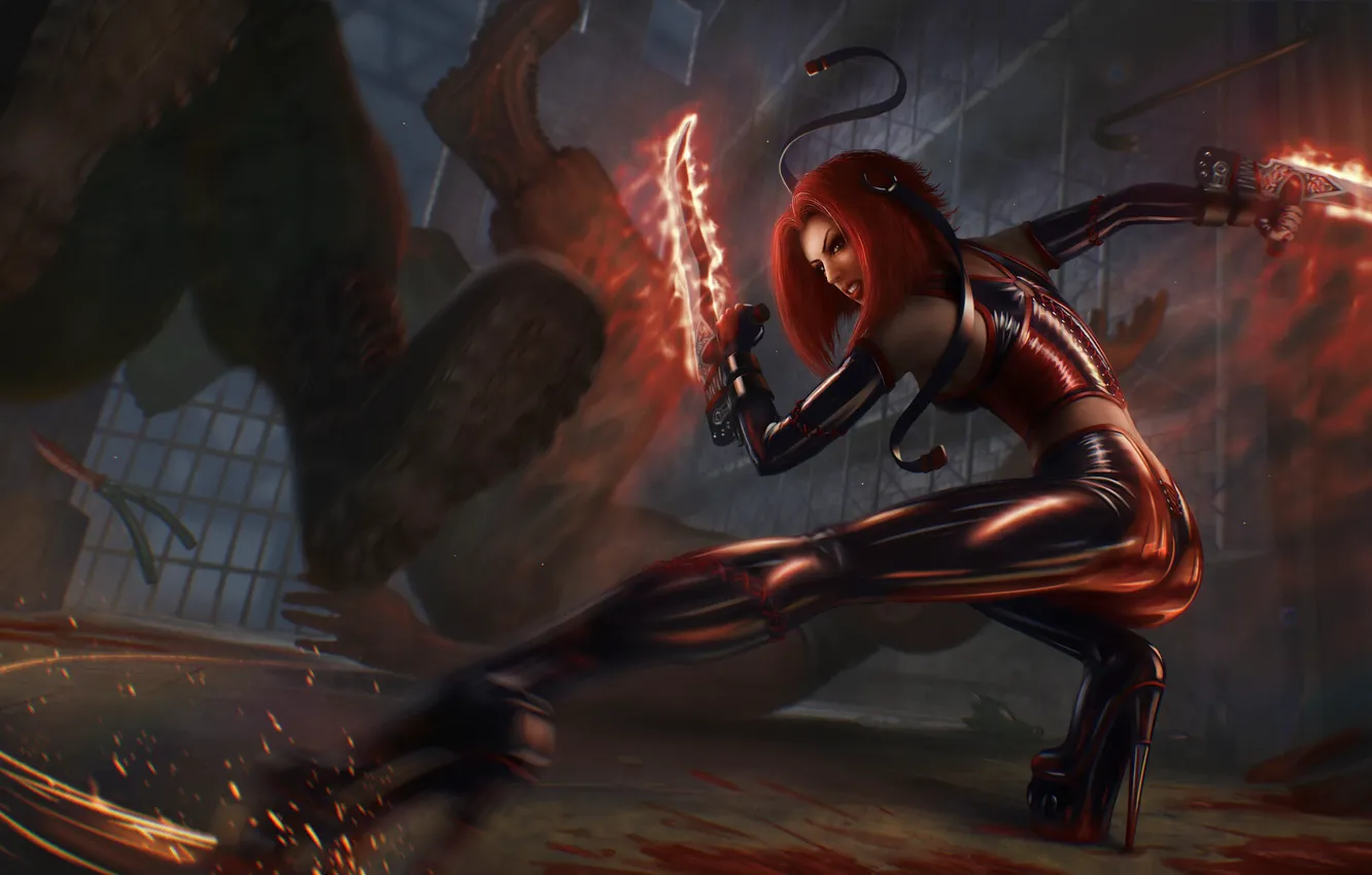 Photo wallpaper weapons, rage, sparks, fight, Bloodrayne