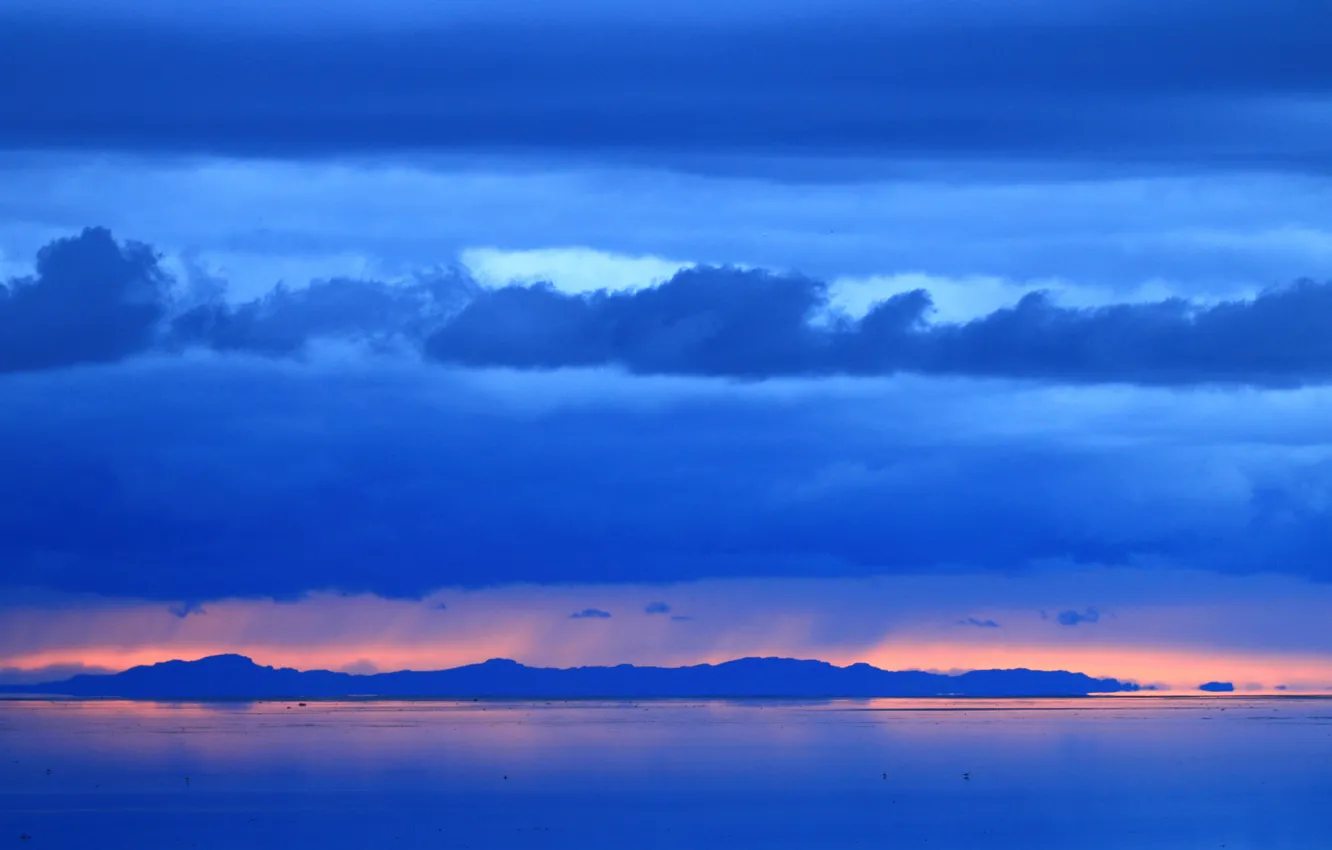 Photo wallpaper clouds, Utah, USA, The great Salt lake, Davis