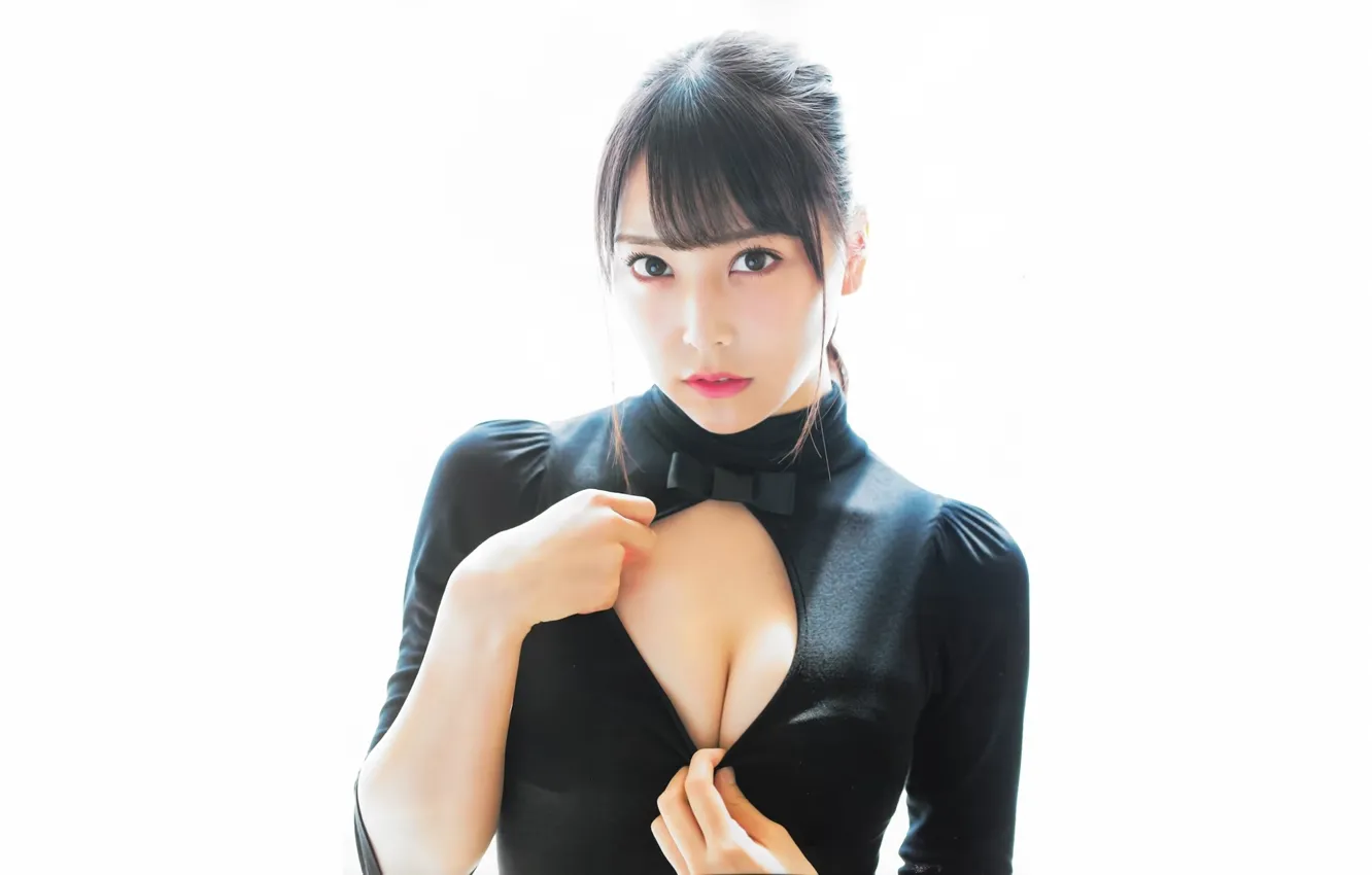 Photo wallpaper girl, sexy, cleavage, blouse, long hair, boobs, beautiful, pretty