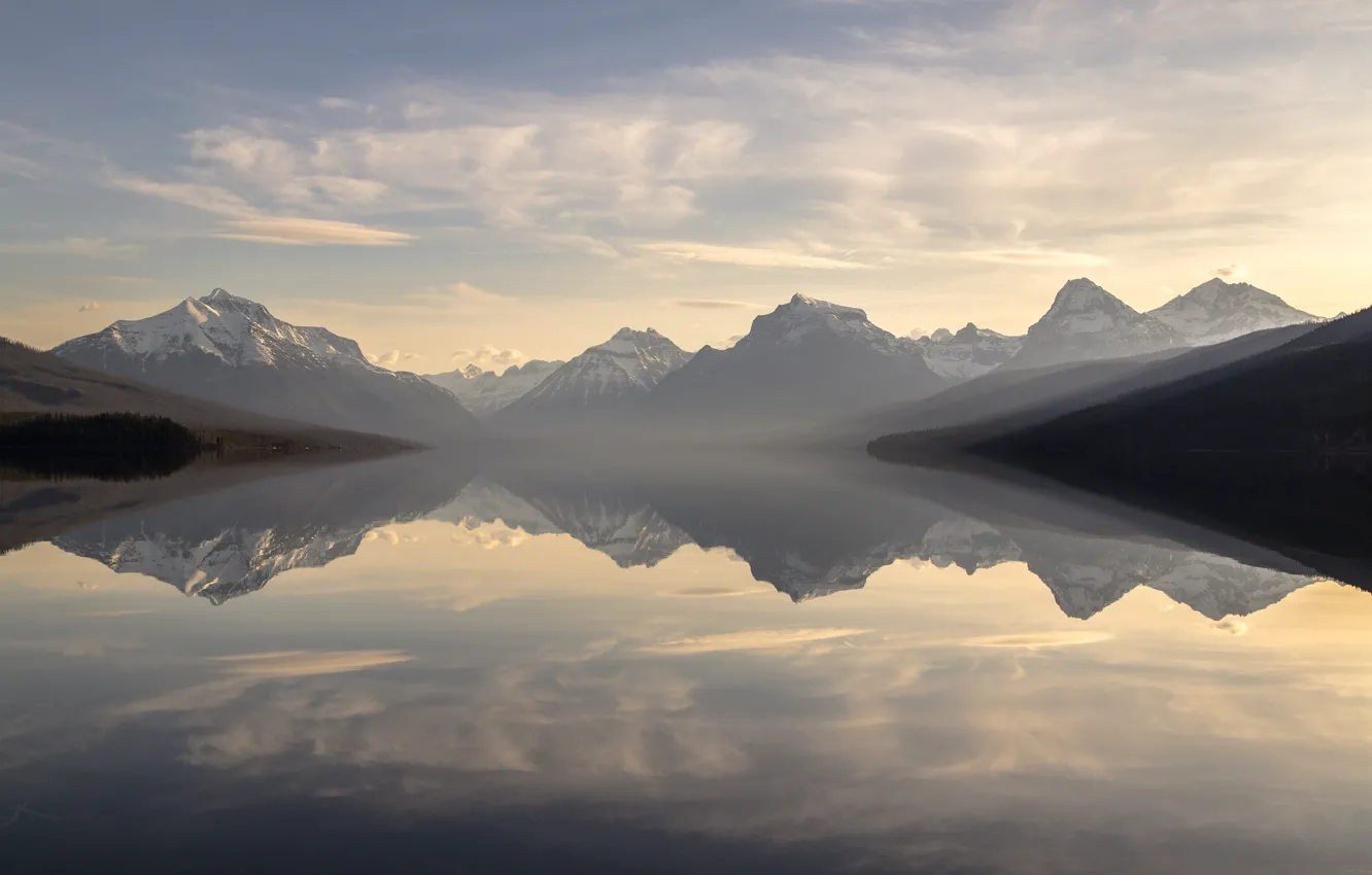 Photo wallpaper freedom, clouds, mountains, space, space, freedom, water surface, mountains