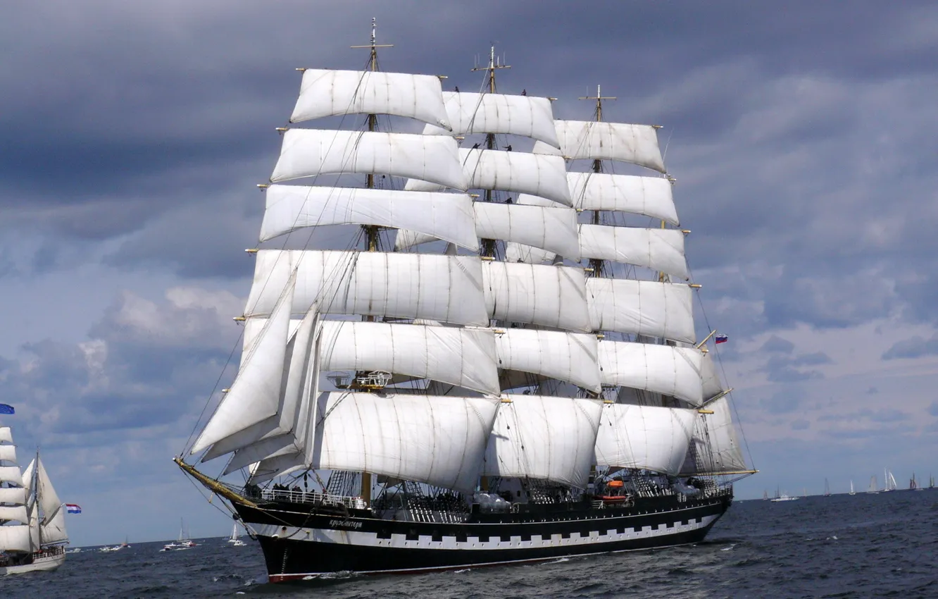 Photo wallpaper photo, ships, Kruzenshtern, sailing