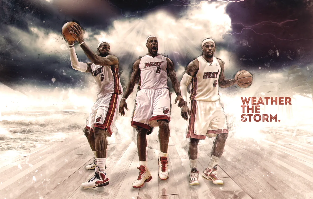 Photo wallpaper sport, Miami, Basketball, Miami, three, Nike, NBA, LeBron James