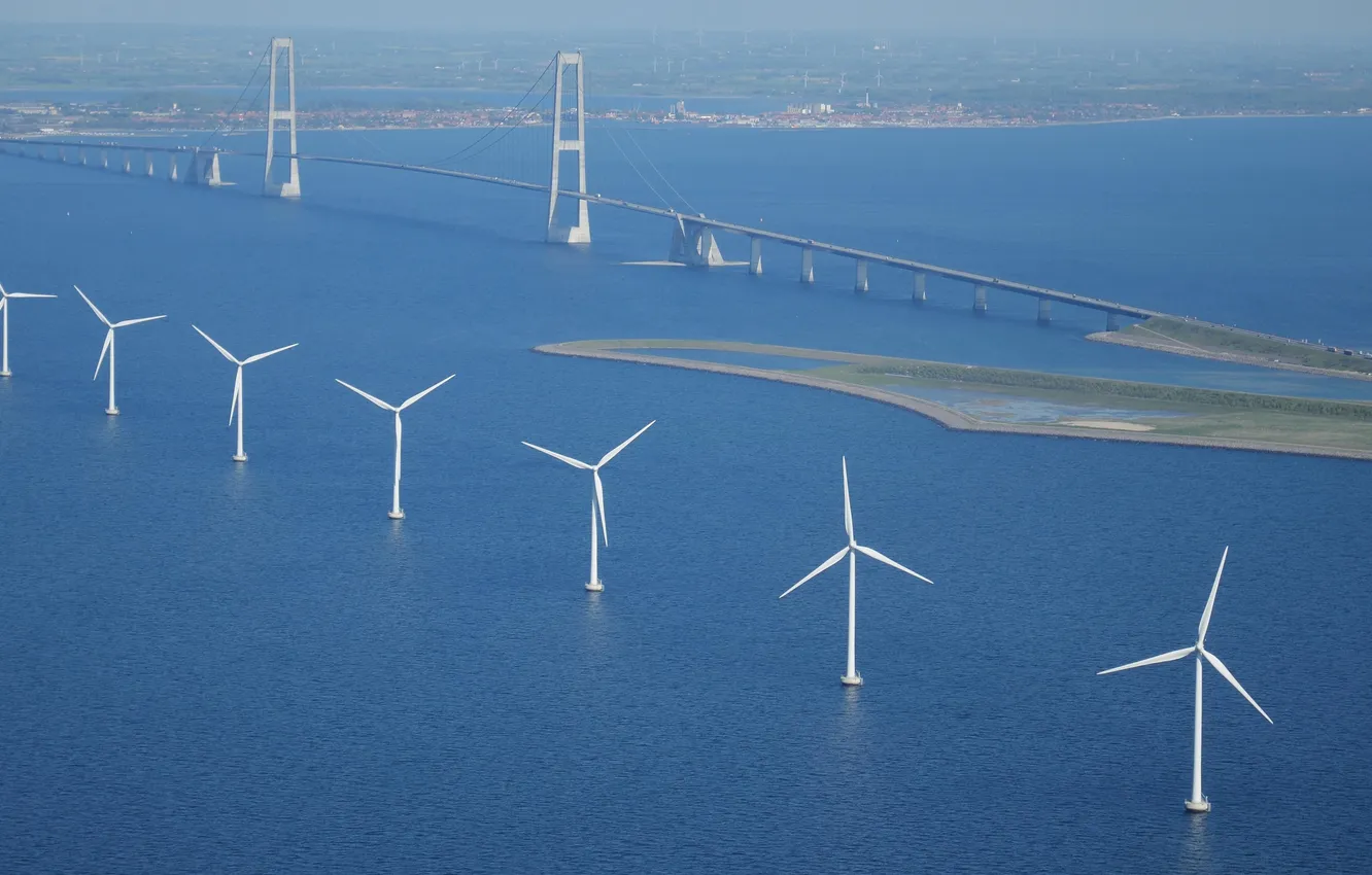 Photo wallpaper sea, landscape, bridge, horizon, sea, landscape, bridge, horizon