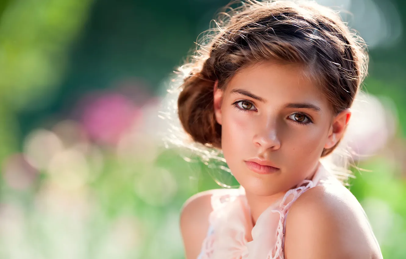 Photo wallpaper look, girl, the beauty, child photography, Sun Drenched