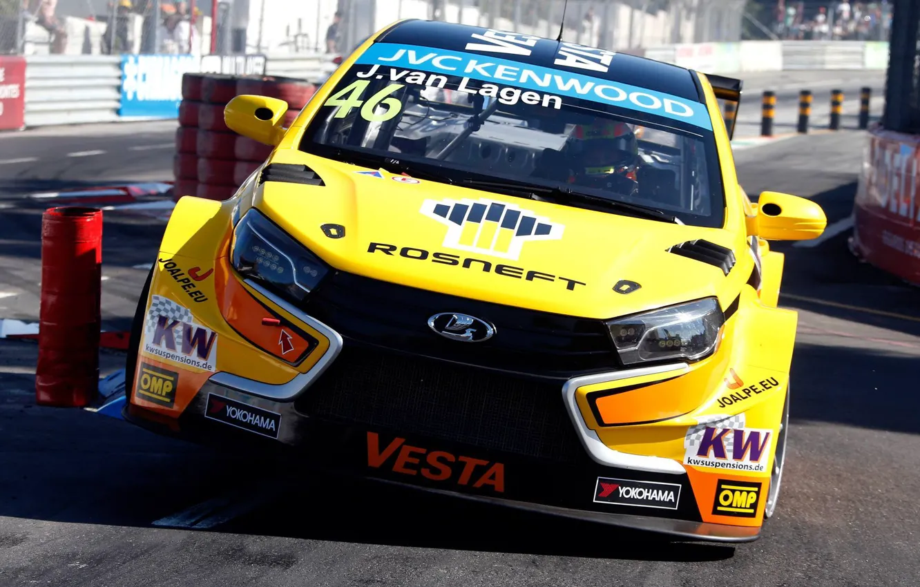 Photo wallpaper Lada, the front, WTCC, Vesta, Jaap Van Lagen