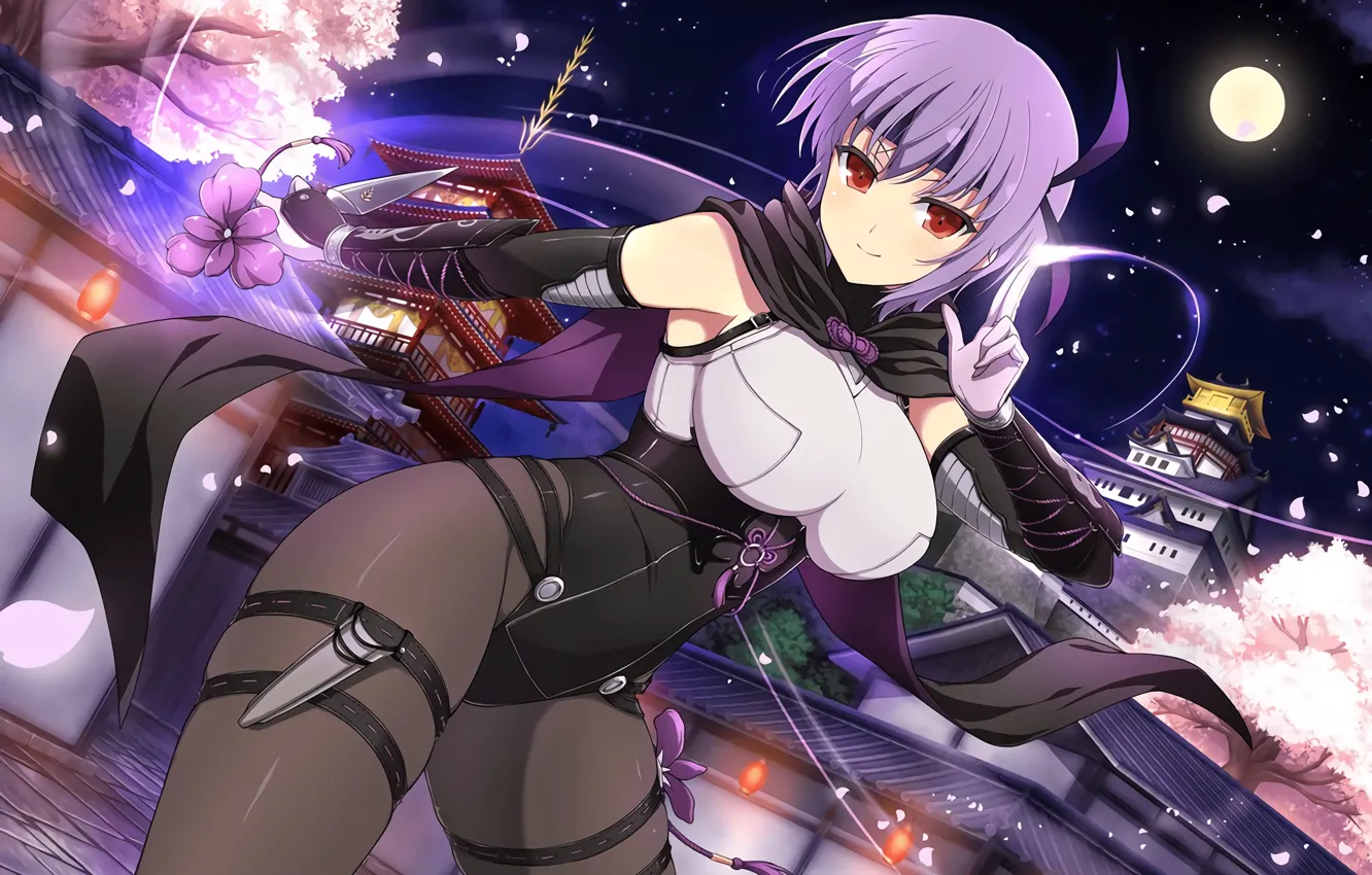 Photo wallpaper girl, sexy, dead or alive, boobs, anime, beautiful, red eyes, short hair