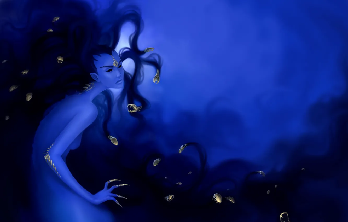 Photo wallpaper girl, hair, snake, art, spikes, teanah