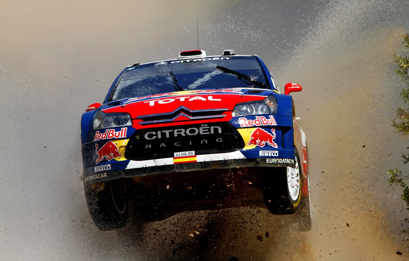 Photo wallpaper water, squirt, race, dirt, Citroen, Citroen, WRC, Rally