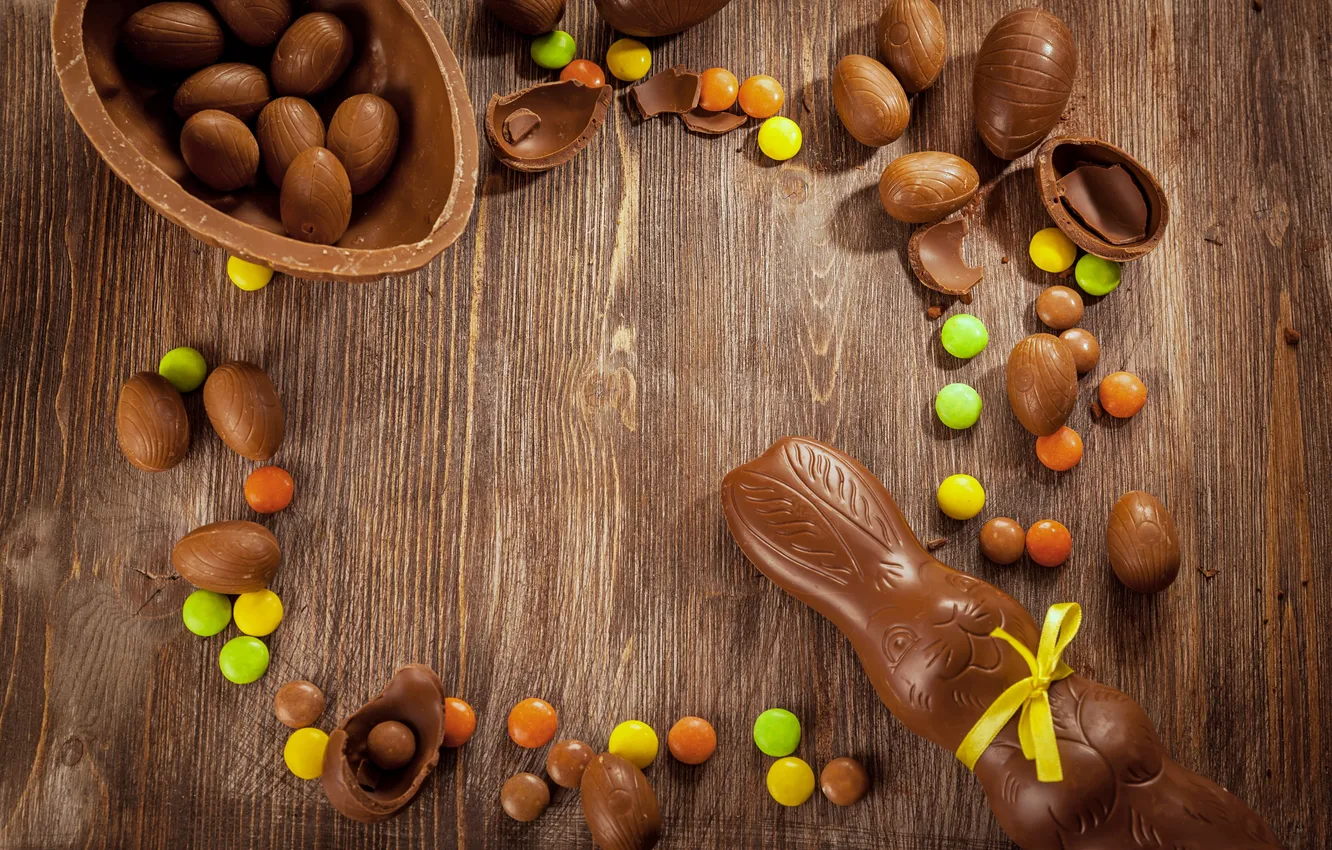Photo wallpaper chocolate, eggs, Easter, chocolate, Easter, eggs, decoration, Happy