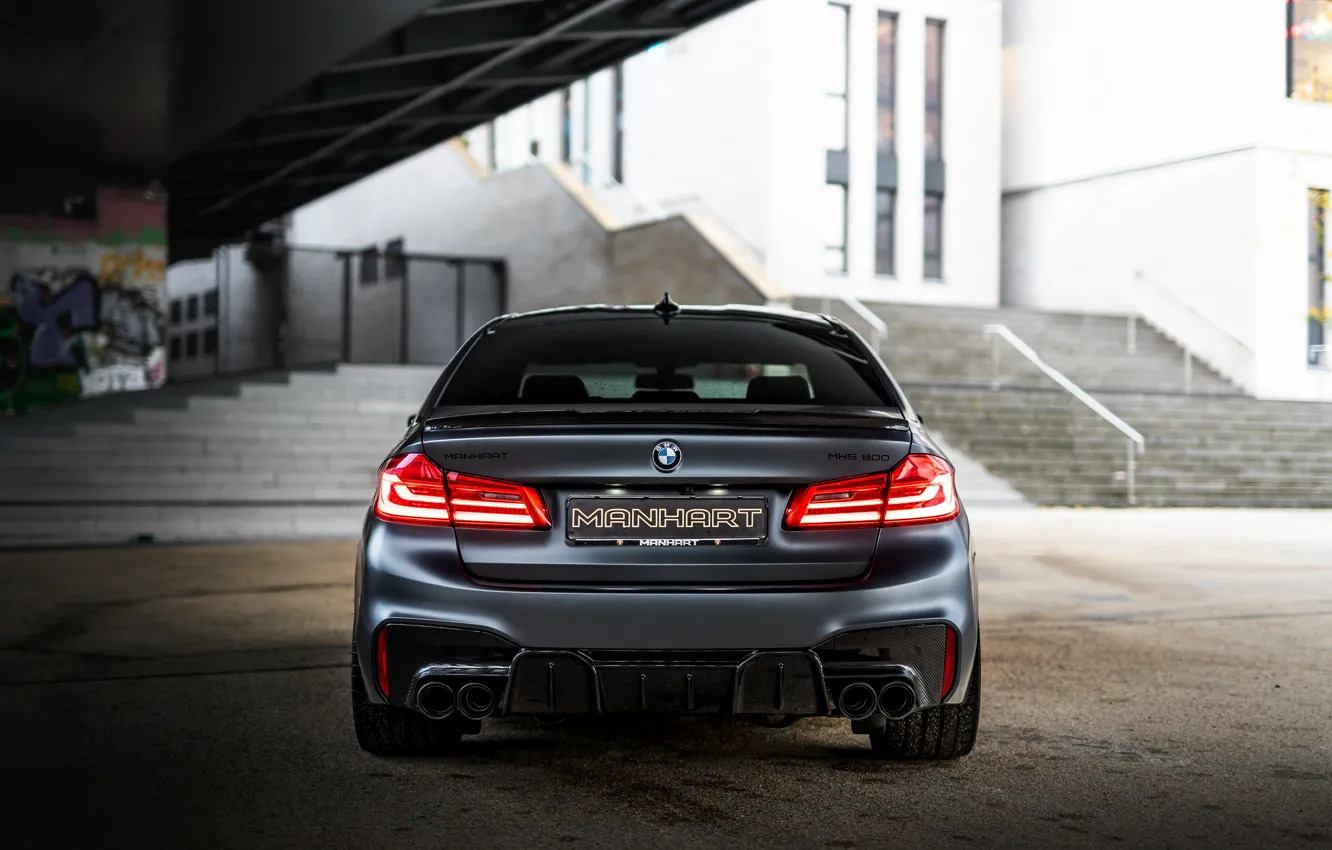 Photo wallpaper BMW, sedan, rear view, Biturbo, BMW M5, Manhart, M5, V8