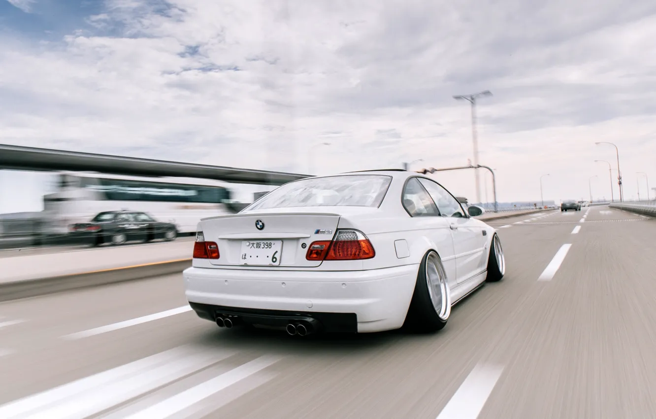 Photo wallpaper Auto, Road, White, BMW, Machine, BMW, Car, E46