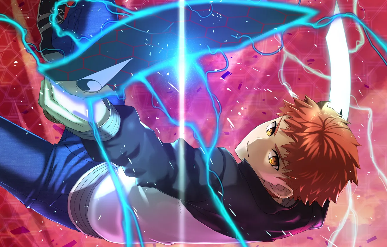 Photo wallpaper look, energy, sword, anime, art, guy, Emiya Shirou, Fate / Stay Night