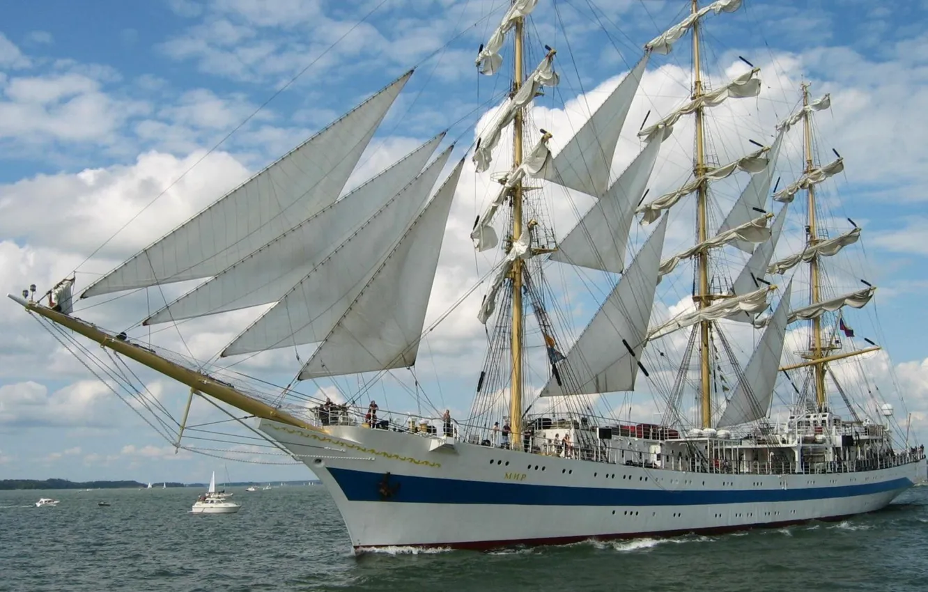 Photo wallpaper sea, ship, sailboat, sails, The WORLD, mast