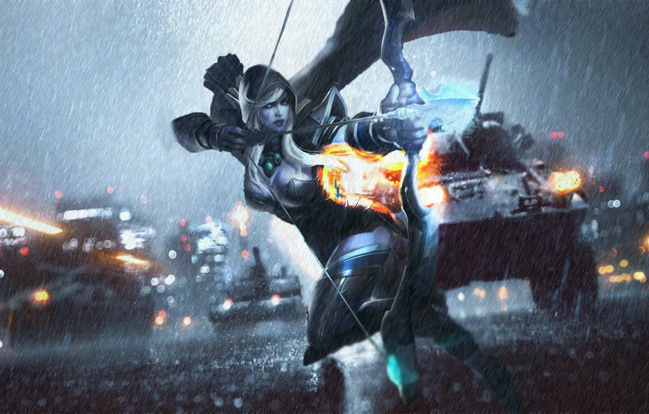 Photo wallpaper battlefield, Traxex, dota 2, Drow Ranger