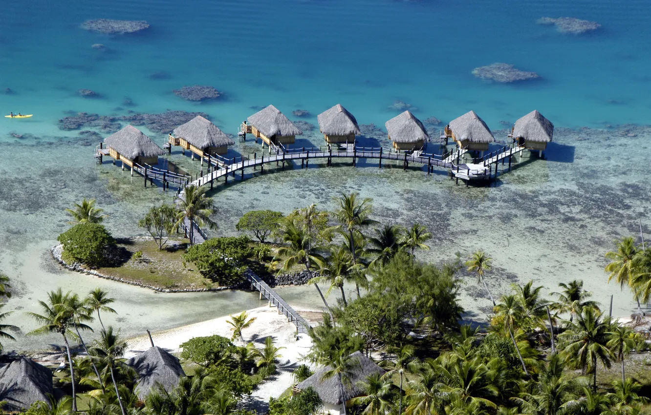 Photo wallpaper beach, the ocean, the hotel, exotic, Cook Islands, Rarotonga, Muri Beach, Maihi