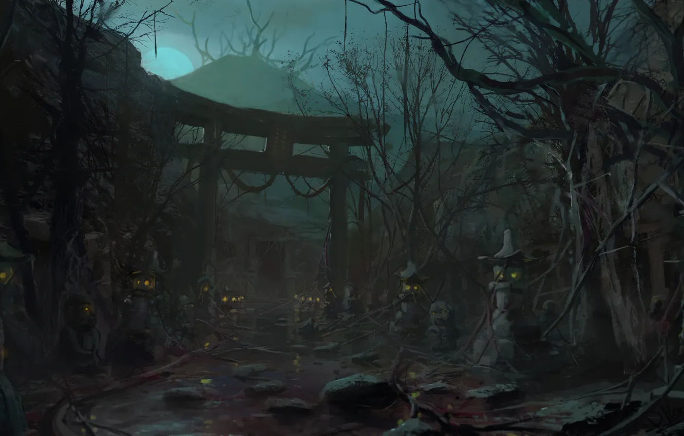 Photo wallpaper Fantasy, japan, mystical, On the demon's trail, Environmental Concept Art & Design, David Honz