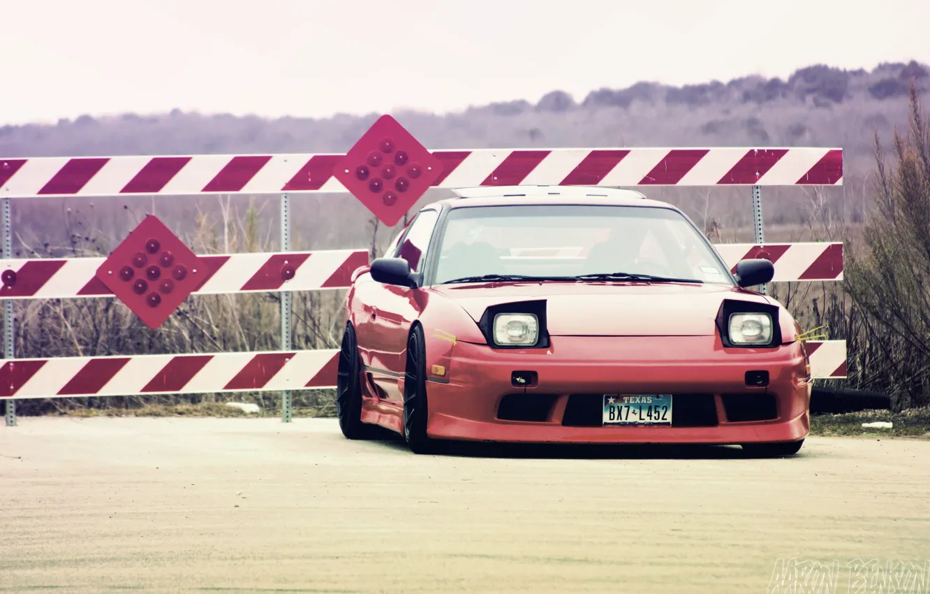 Photo wallpaper red, Nissan, 240sx, low
