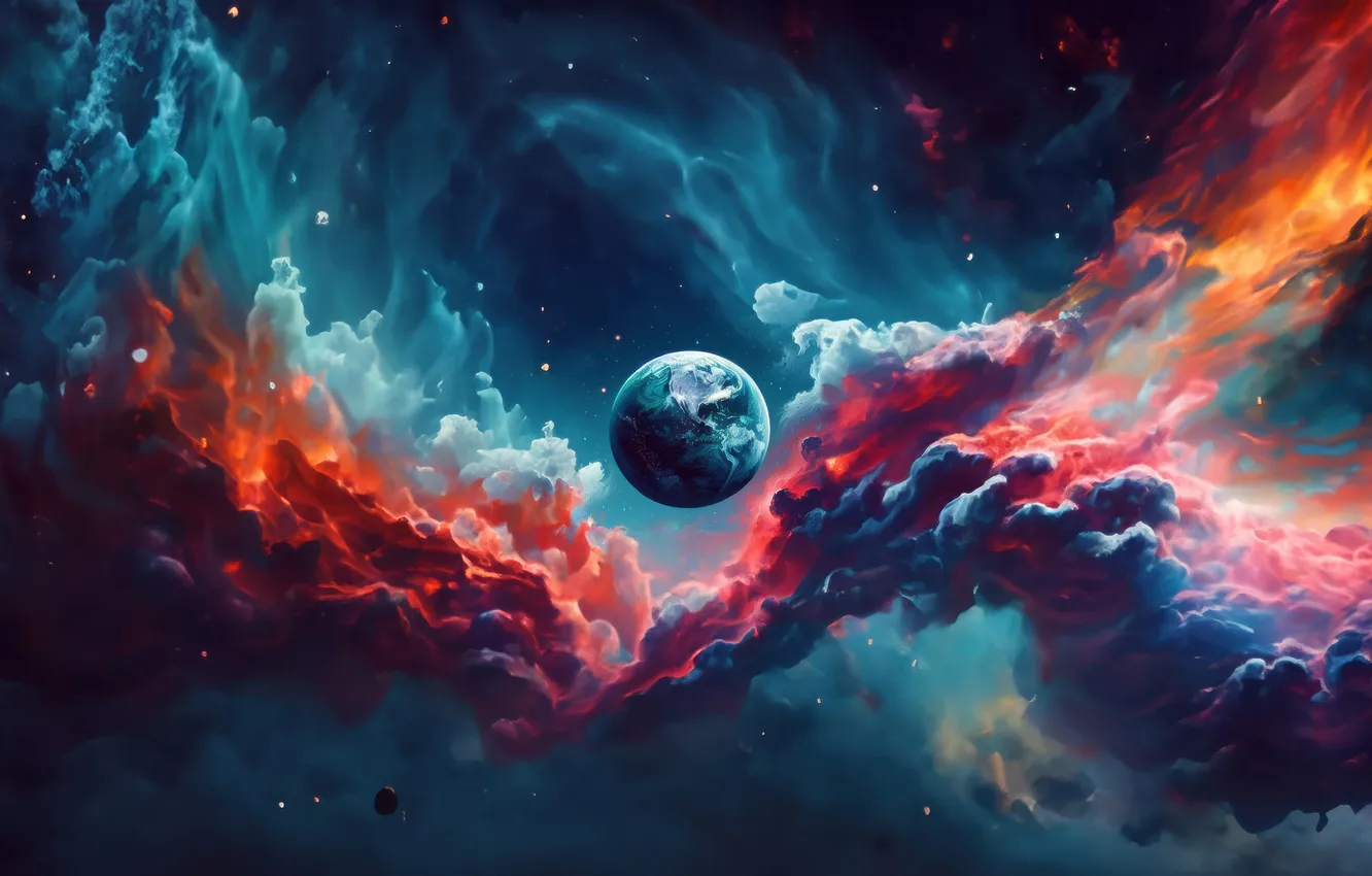 Photo wallpaper space, nebula, planet