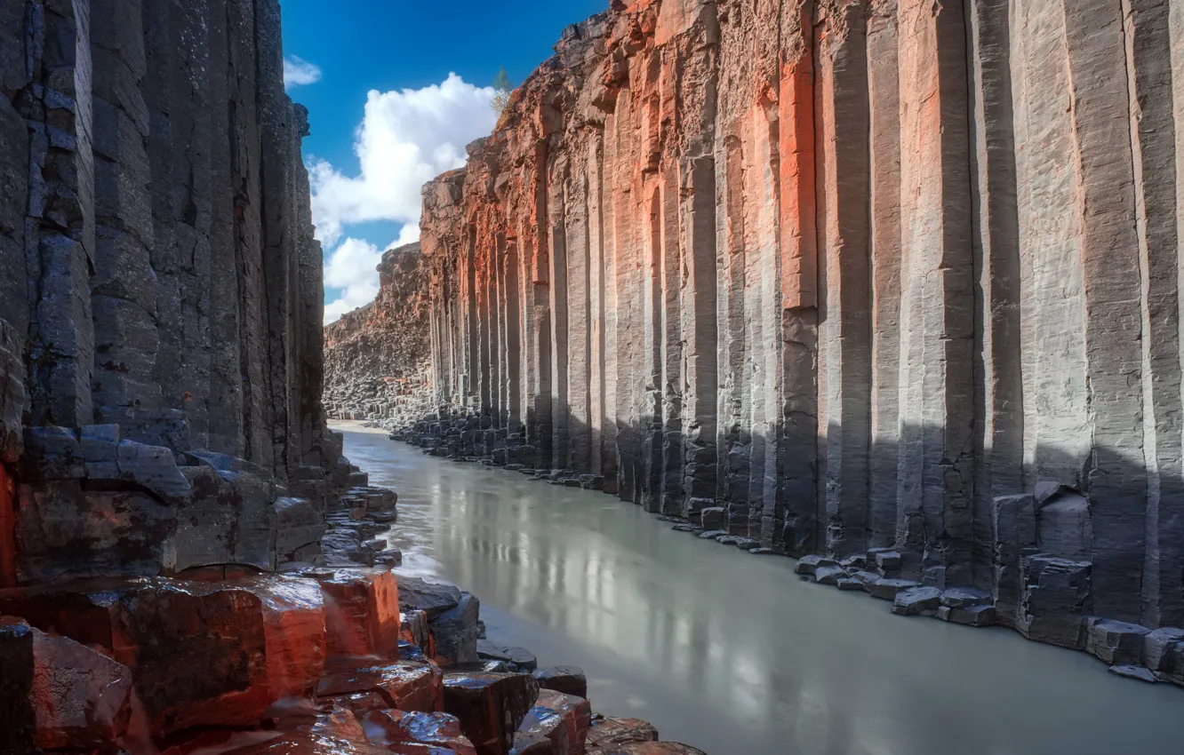 Photo wallpaper nature, Iceland, Stuðlagil Canyon