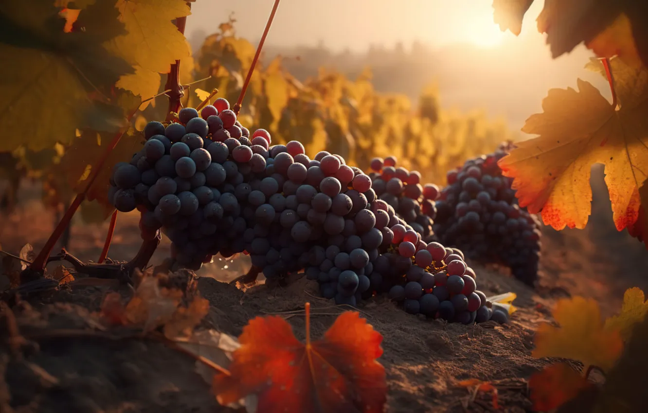 Photo wallpaper grapes, digital art, AI art, The Art of Artificial Intelligence, neural network