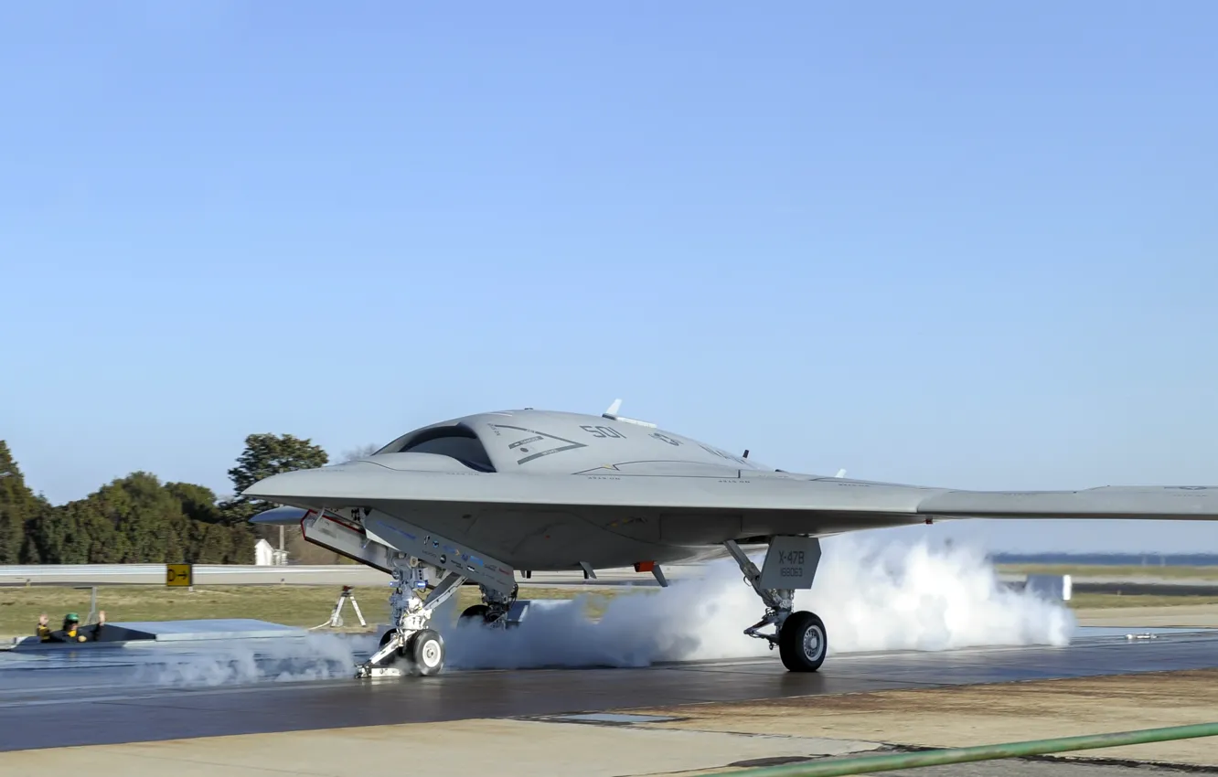 Photo wallpaper combat, American, aircraft, unmanned, X-47B, &quot;Pegasus&quot;, &quot;Pegasus&quot;