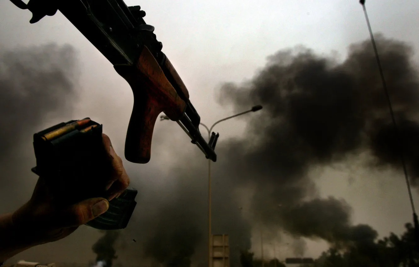 Photo wallpaper weapons, smoke, shop