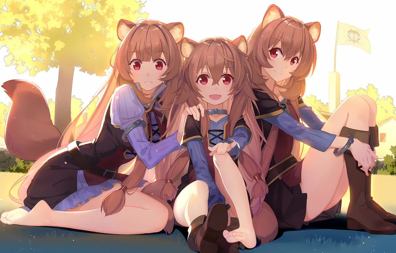 Photo wallpaper girl, long hair, dress, legs, animal ears, anime, beautiful, twintails