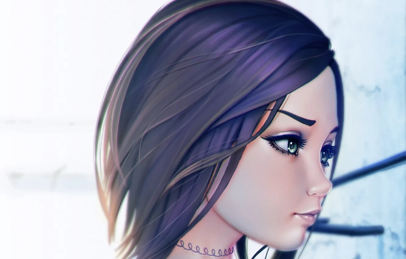 Photo wallpaper eyes, look, girl, face, hair, beauty, art