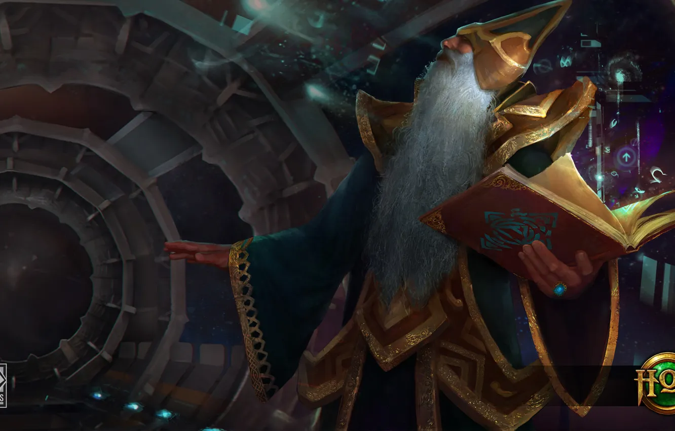 Photo wallpaper MAG, book, beard, Heroes of Newerth, Vindicator, Space Wizard