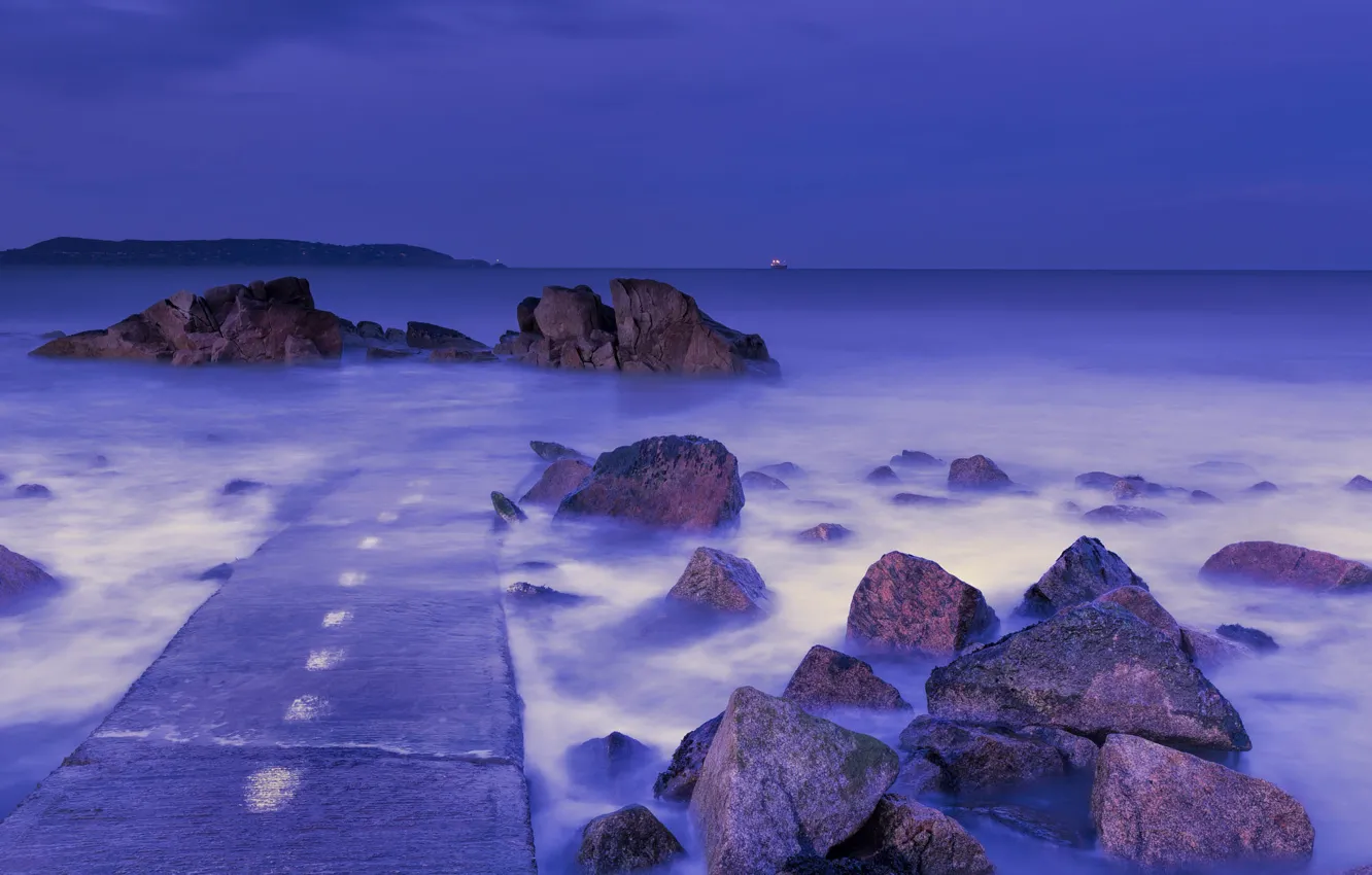 Photo wallpaper Purple, Blue, Sea, Foot, Hour, Forty