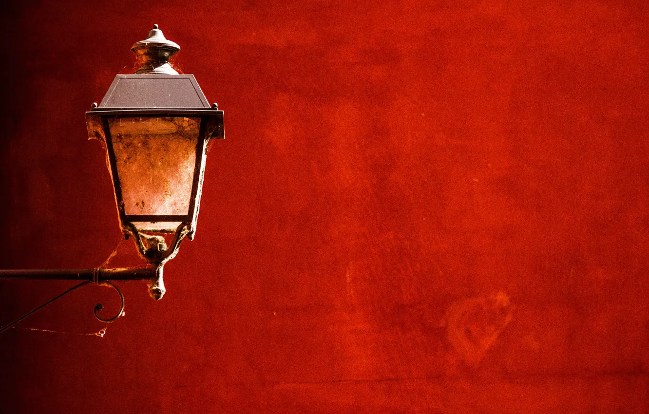 Photo wallpaper red, wall, lamp