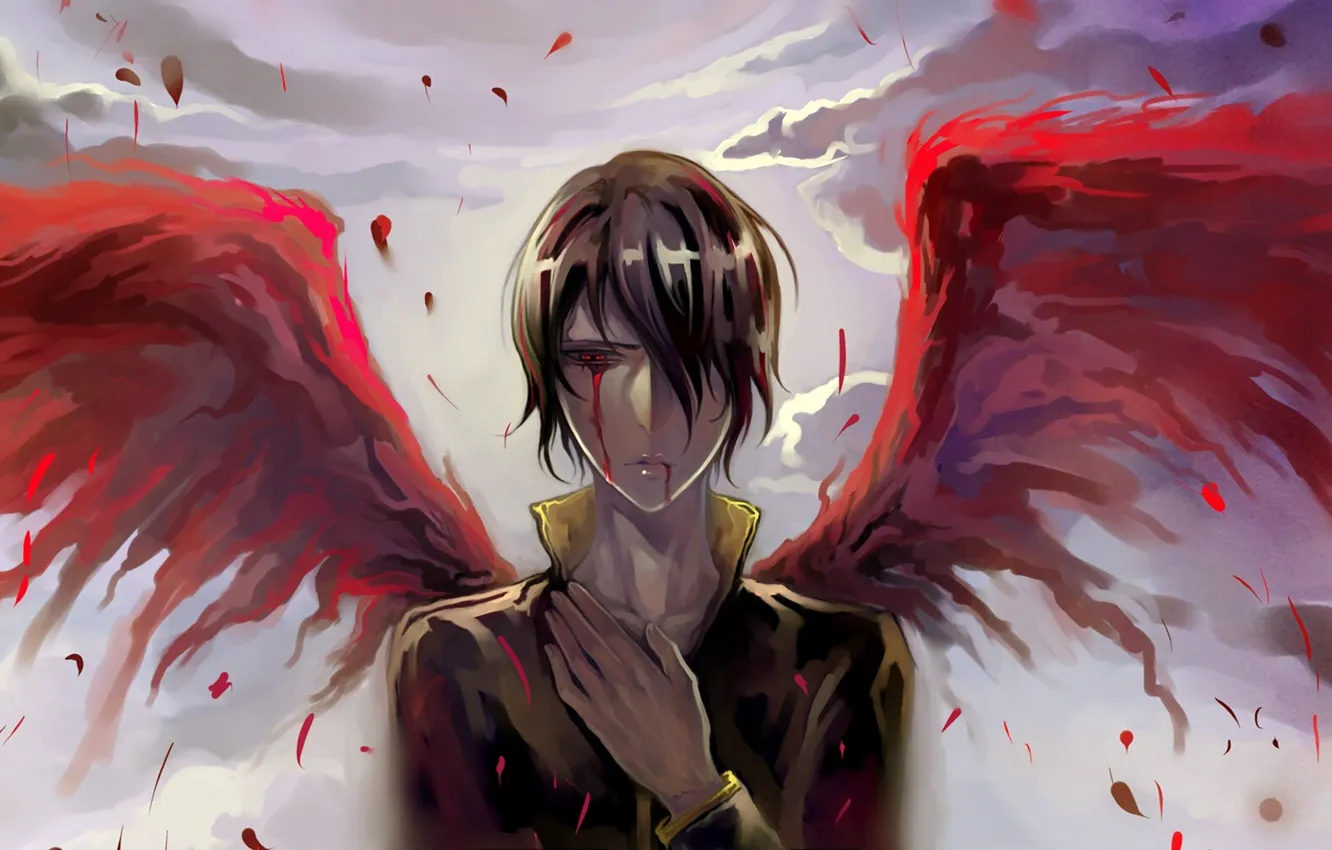 Photo wallpaper blood, game, anime, wings, man, vampire, asian, manga