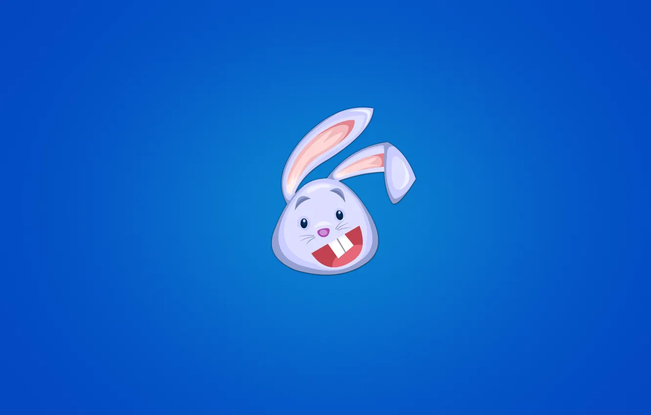Photo wallpaper animal, hare, minimalism, head, rabbit, blue background, rabbit, happy