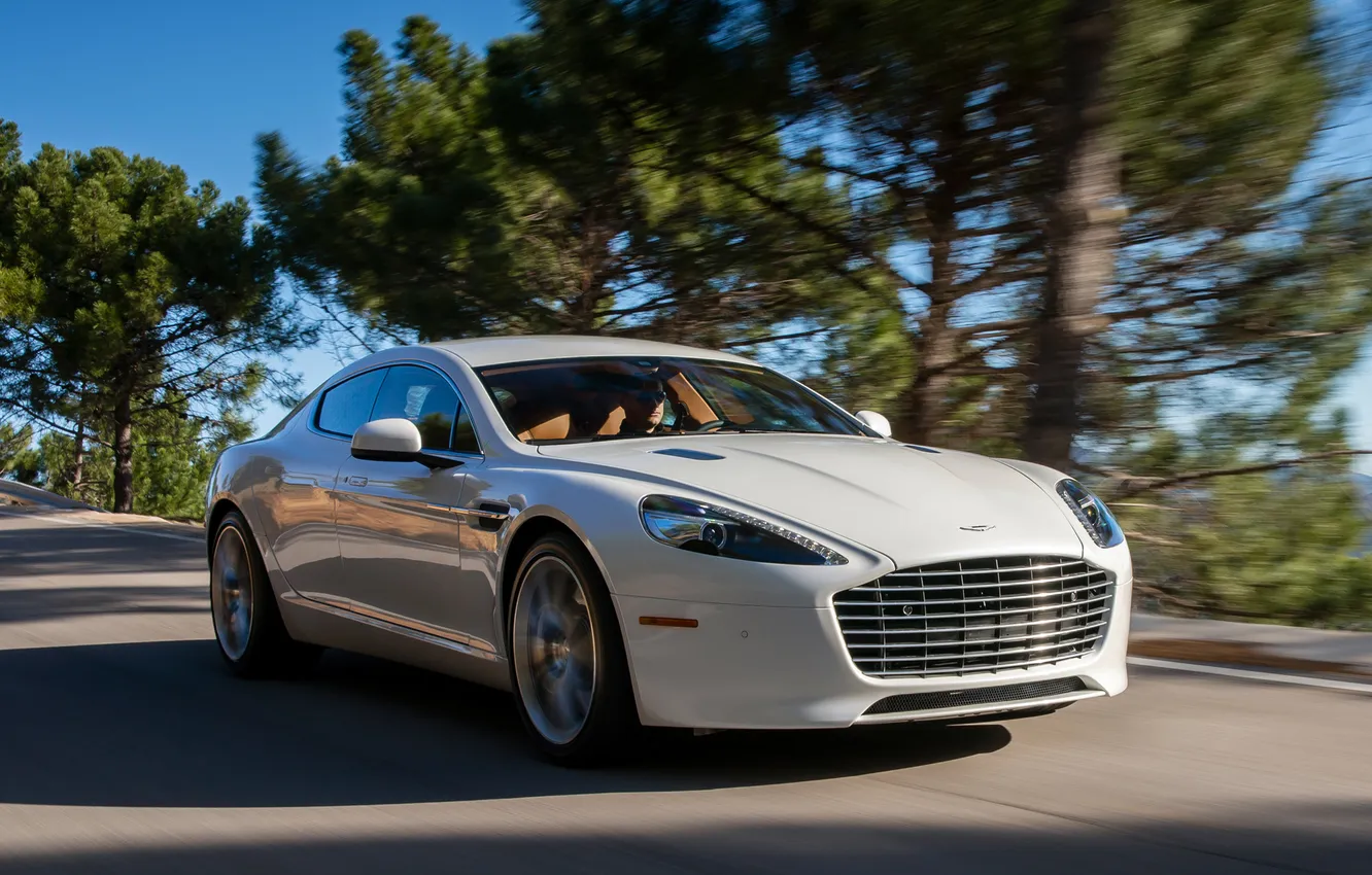 Photo wallpaper machine, trees, Aston Martin, speed, supercar, Fast S