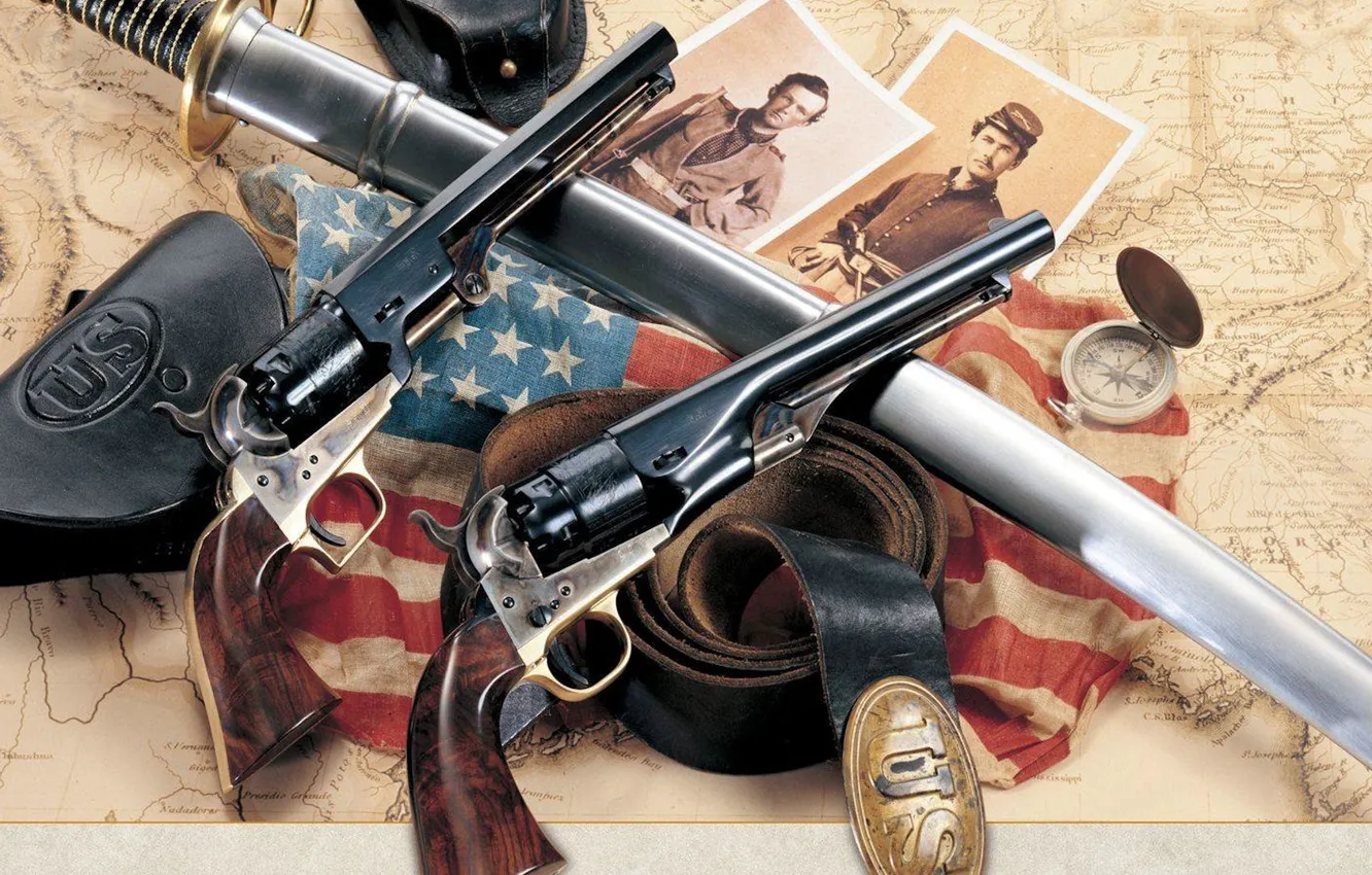 Photo wallpaper army, Colt, revolver, The civil war in the United States, .44-caliber, Model 1860, Guns Of …