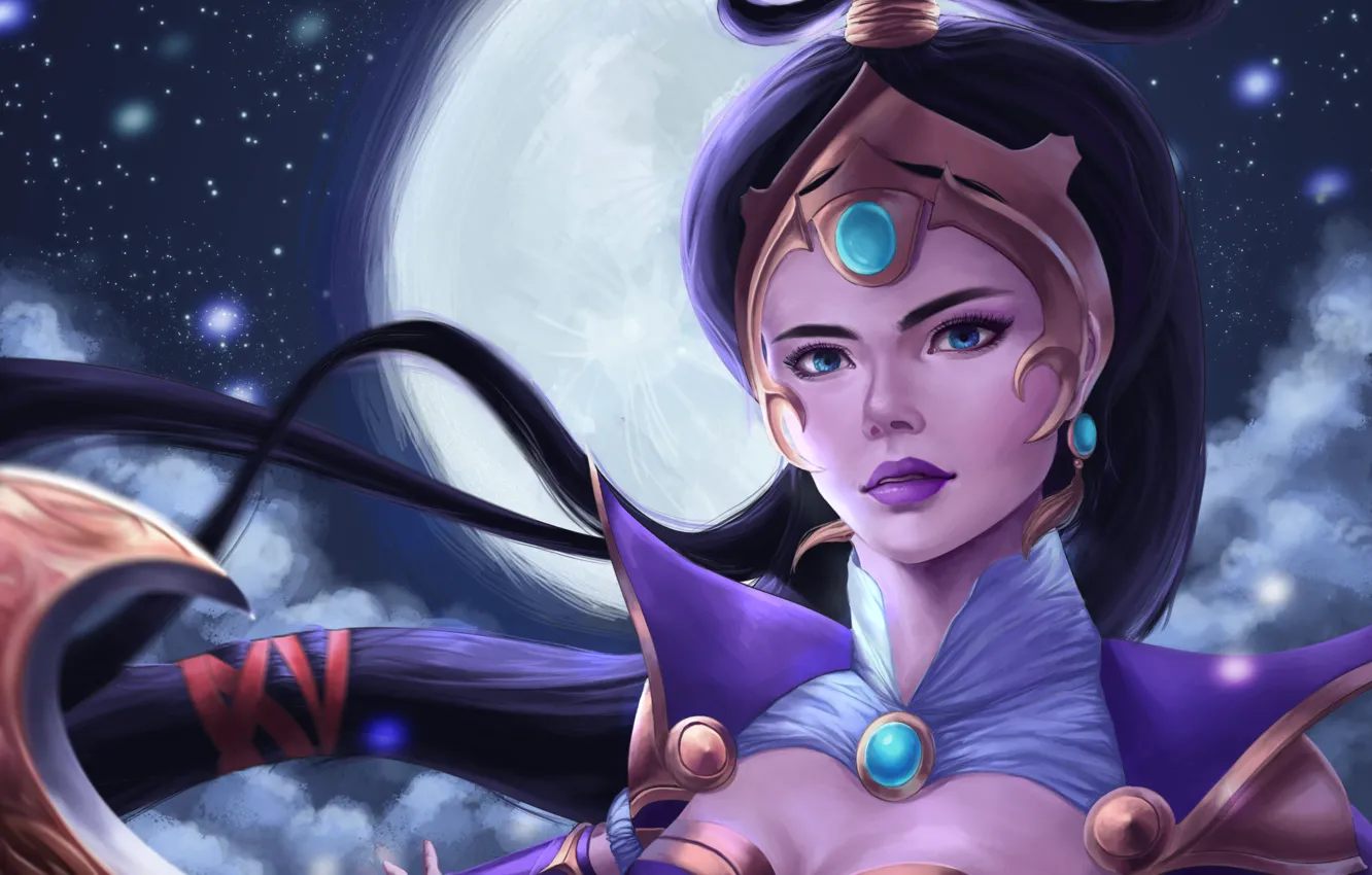 Photo wallpaper look, the moon, art, League of Legends, LoL, Diana