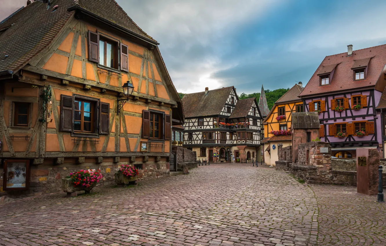 Photo wallpaper the sidewalk, France, home, street, Kaysersberg