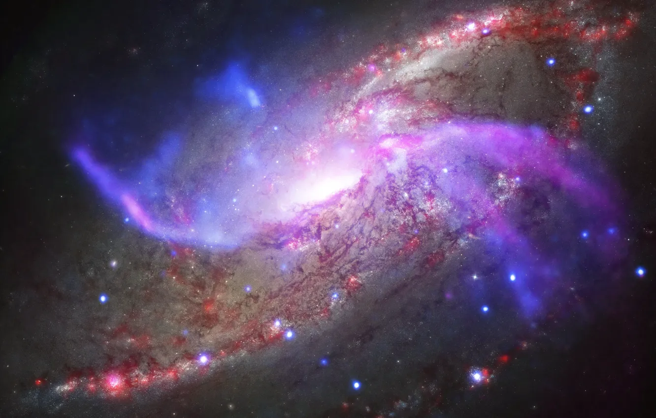 Photo wallpaper space, spiral galaxy, M106, NGC 4258, black hole, black hole, Spiral galaxy