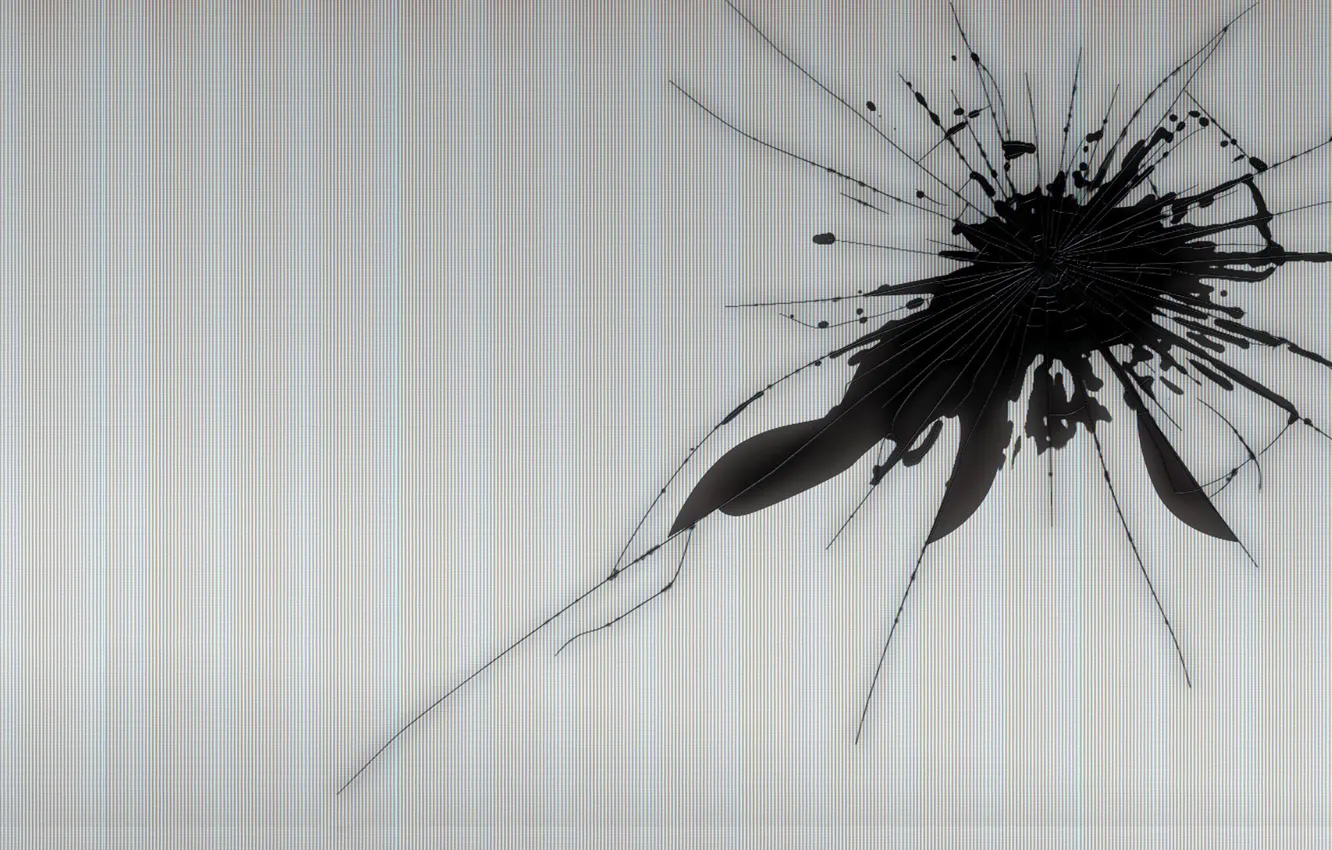 Photo wallpaper cracked, black and white, monitor, depression, broken glass