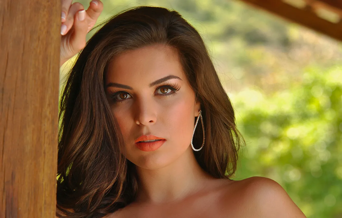 Photo wallpaper woman, young, beautiful, model, perfect, brunette, Brazil, looking