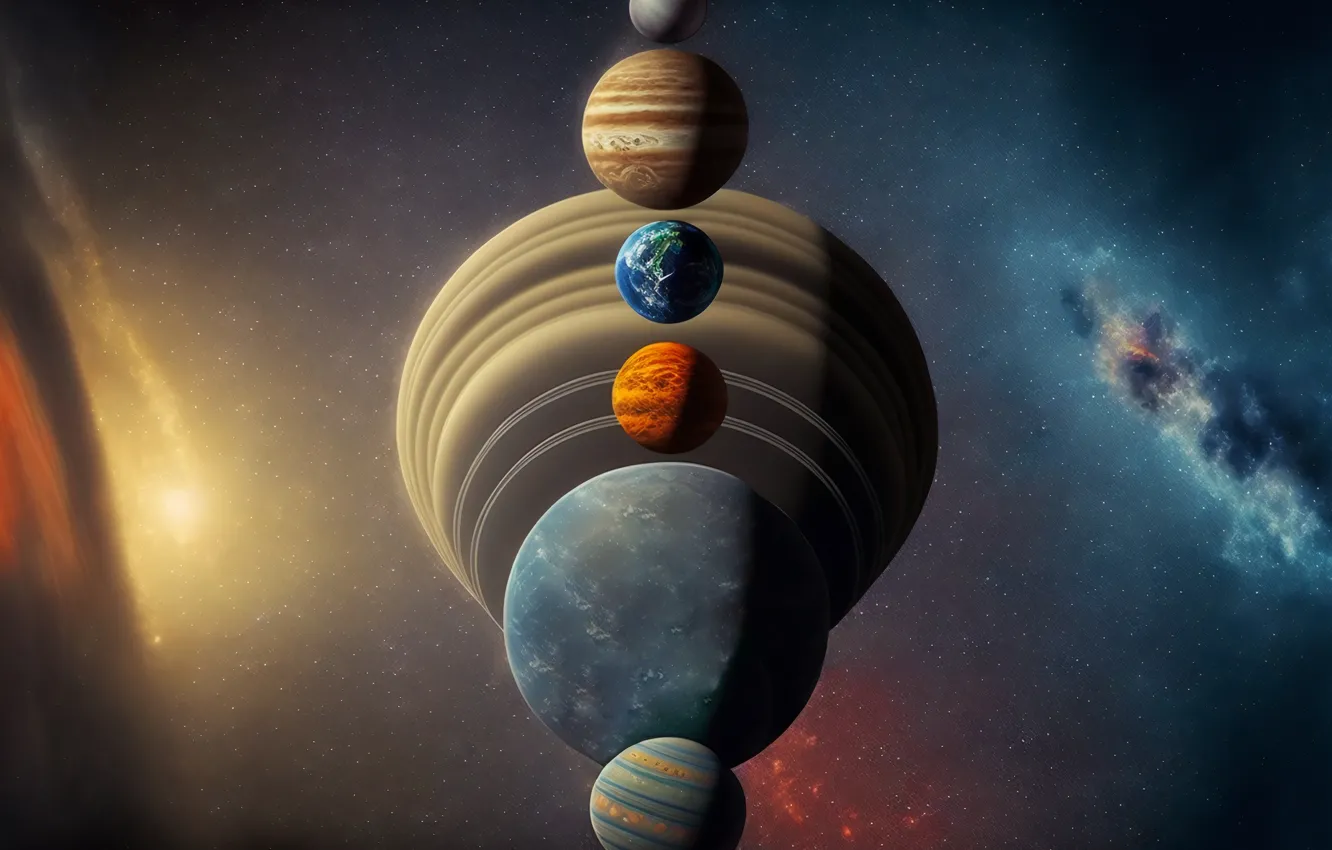 Photo wallpaper stars, the universe, planet, galaxy, Solar System