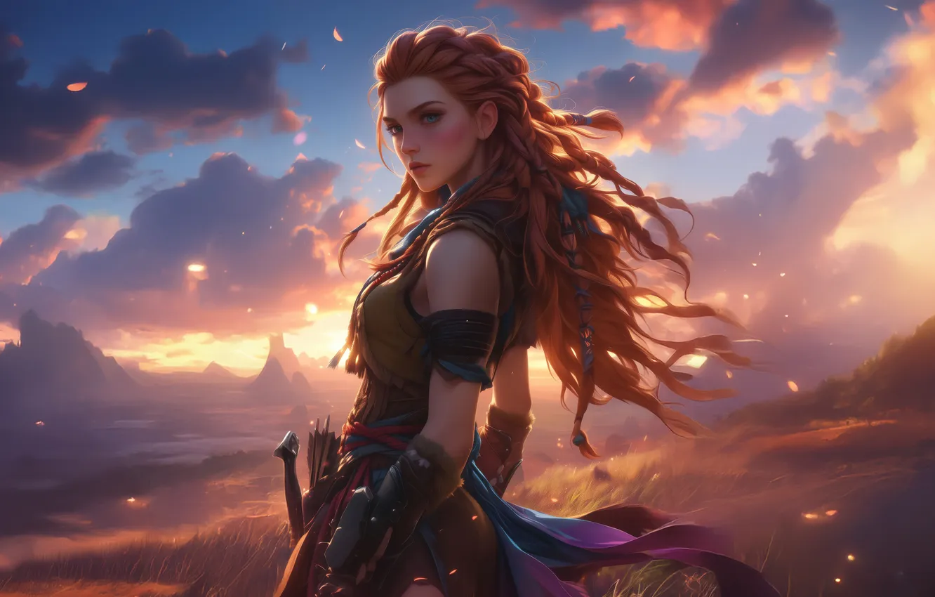 Photo wallpaper horizon, WEST, Aloy, Forbidden
