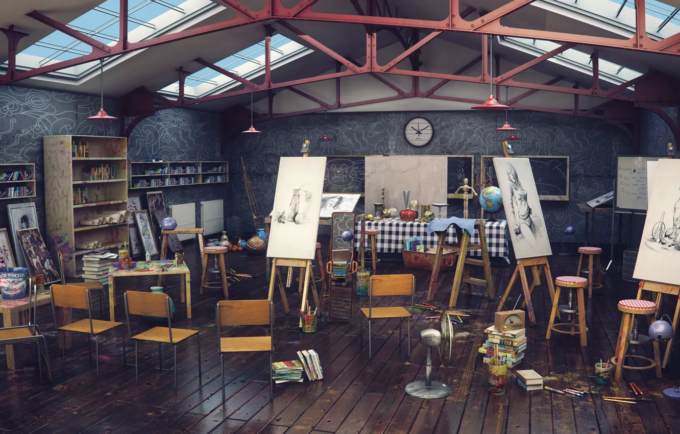 Photo wallpaper workshop, Studio, final render, Art CLass