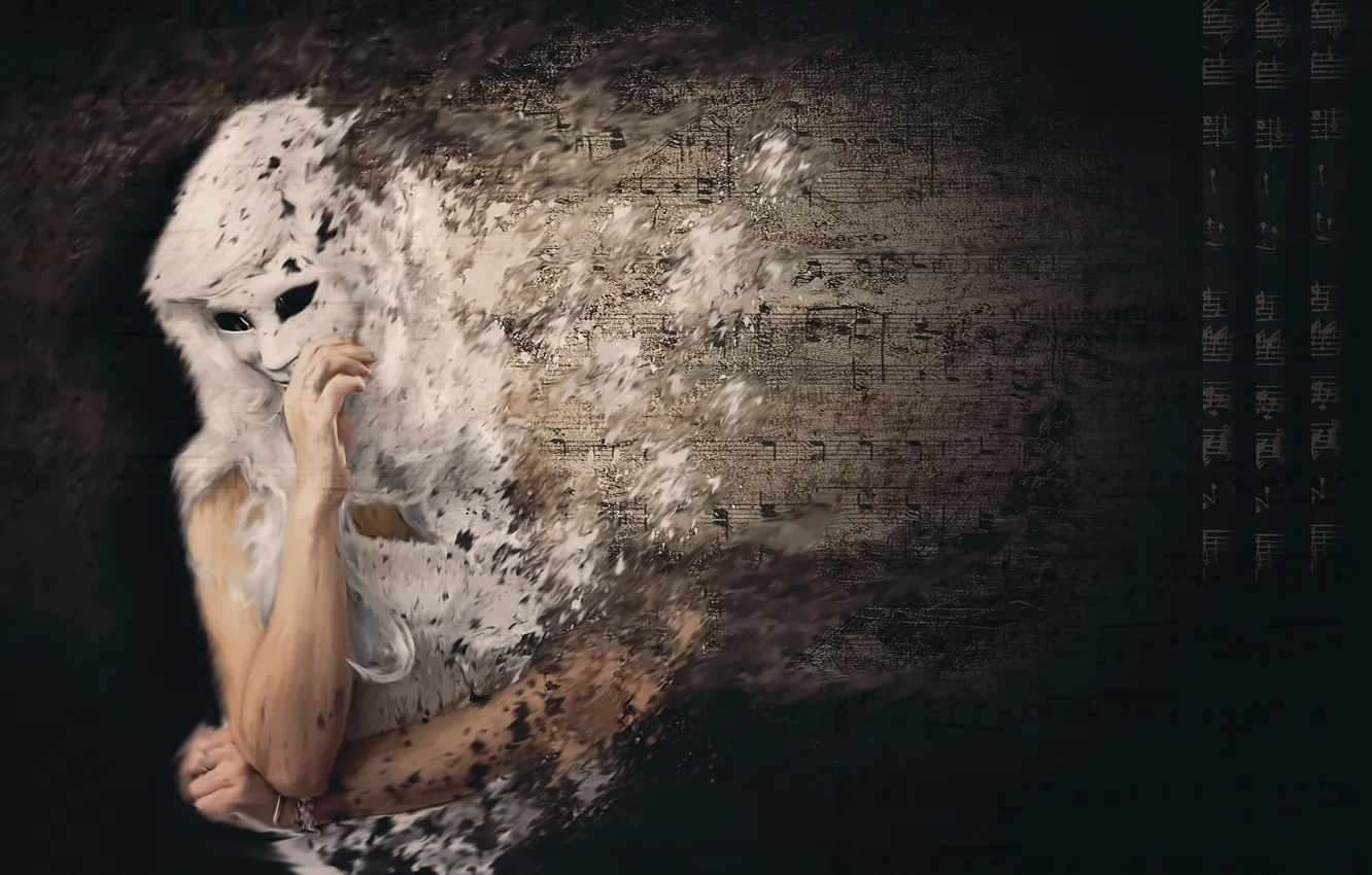 Photo wallpaper notes, people, mask