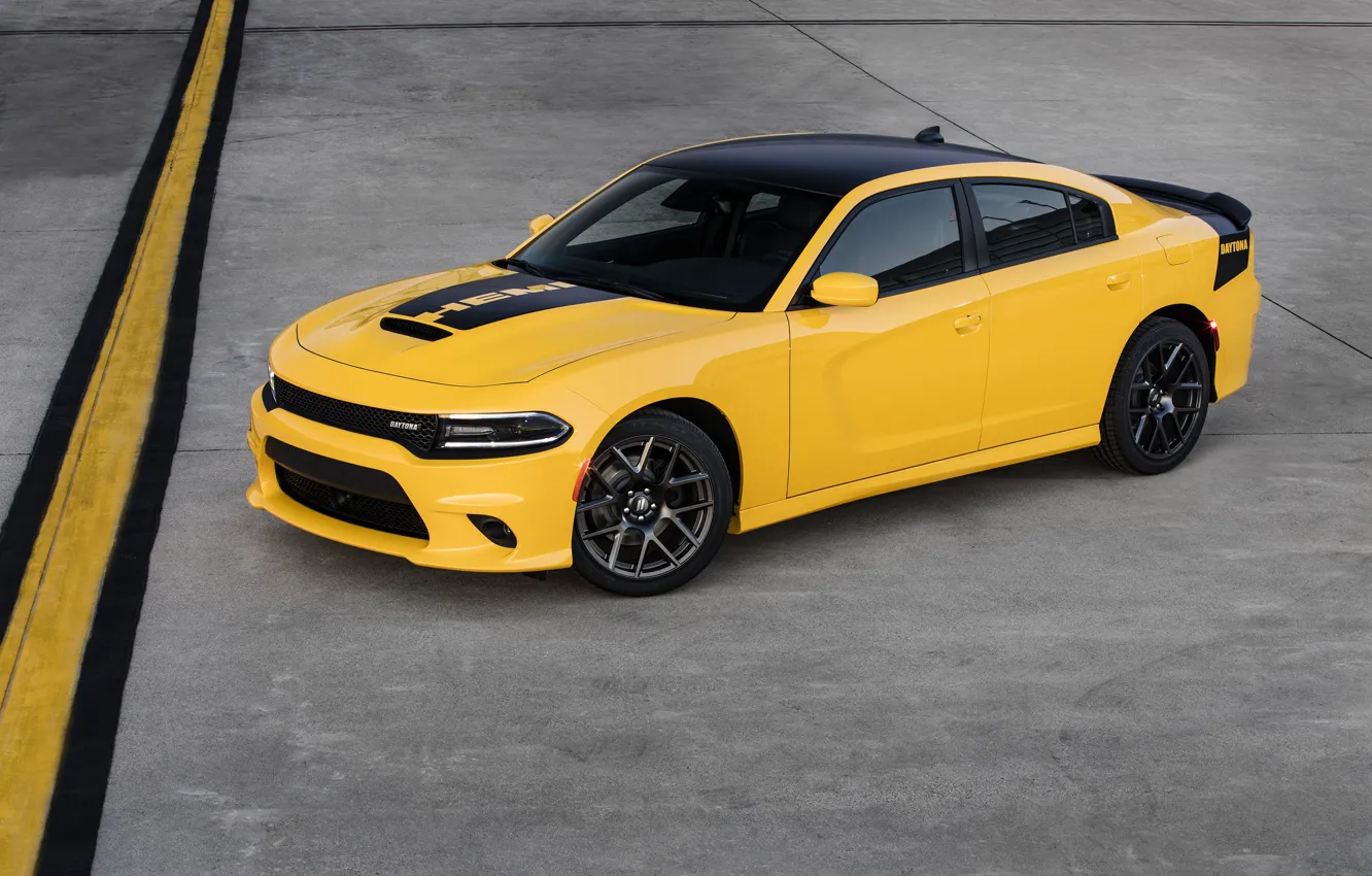 Photo wallpaper yellow, Dodge, car, Dodge, Charger, the charger, Daytona
