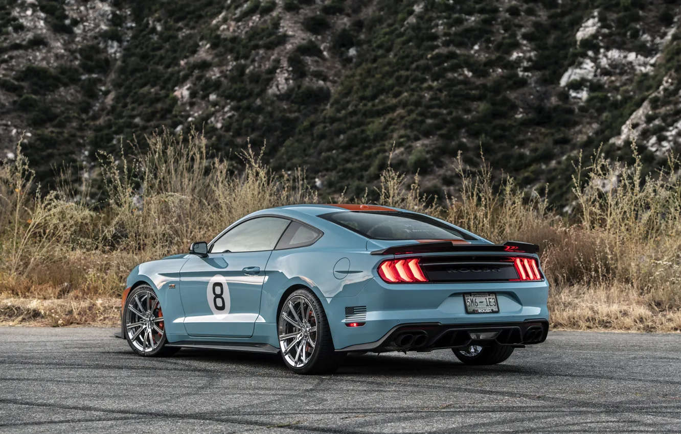 Photo wallpaper lights, Mustang, Ford, rear view, Mustang GT, Roush, 2019, Performance Stage 3