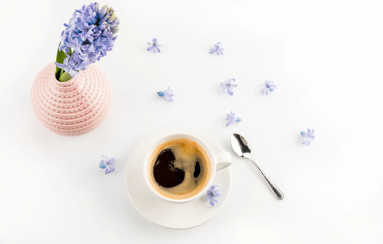 Photo wallpaper flowers, mood, coffee